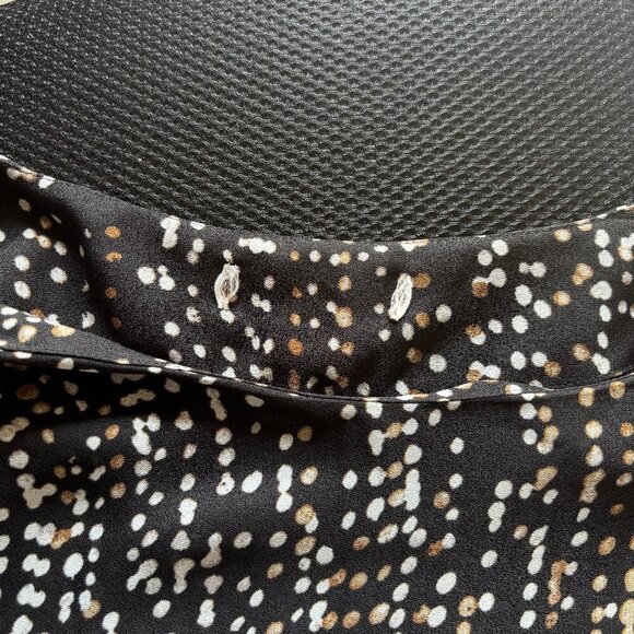 Pre-Loved Black Sheer blouse with tan and white polka dots and sporadic sequins - Picture 4 of 4